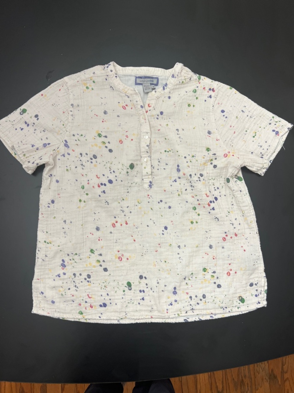 Carbon2Cobalt Composition Effortlessly Cool Crinkle Gauze Tee Top Small